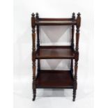 19th century three-tier mahogany dumb waiter with three-quarter galleried top, the three tiers