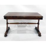 19th century rosewood hall table with two drawers to the top, shaped and pierced end supports united