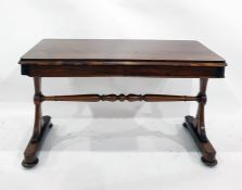 19th century rosewood hall table with two drawers to the top, shaped and pierced end supports united