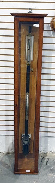 A scientific stick barometer by A Gallenkamp & Co. London No. 5709, with pressure gauge and