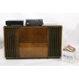 20th century Grundig audio centre with inbuilt speakers, a JVC record player, a Denon amplifier