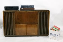 20th century Grundig audio centre with inbuilt speakers, a JVC record player, a Denon amplifier