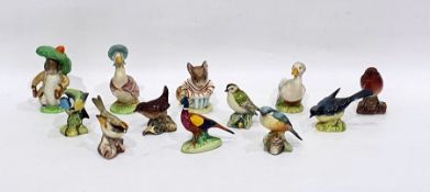 Three  Beswick brown backstamped Beatrix Potter figures of Rebecca Puddleduck and Benjamin Bunny and