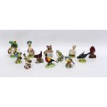 Three  Beswick brown backstamped Beatrix Potter figures of Rebecca Puddleduck and Benjamin Bunny and