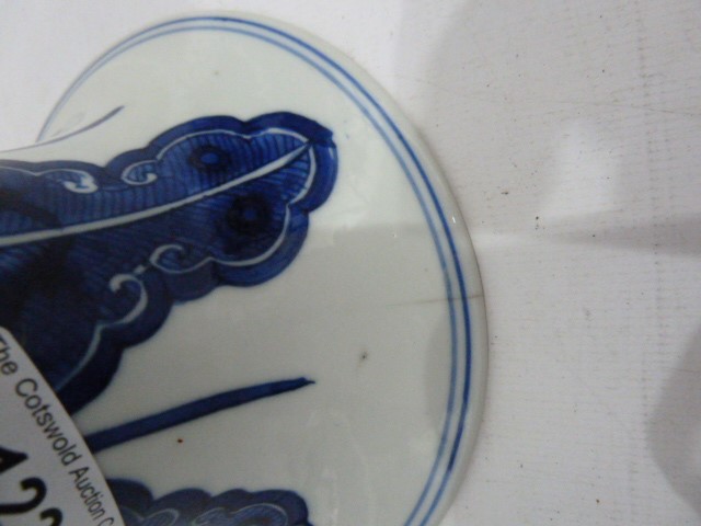 Late 19th/early 20th century Chinese vase of gu form, wide flared rim, the body decorated in blues - Image 2 of 8