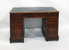 19th century mahogany pedestal desk, 121cm