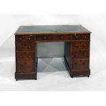 19th century mahogany pedestal desk, 121cm