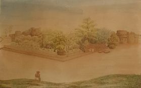 Late 19th/early 20th century school(?) Set of three watercolours Middle Eastern riverside scenes