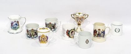 Quantity of commemorative mugs, etc to include Aynsley George VI and Queen Elizabeth coronation