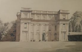 Dick Field (b.1912)  Pencil and wash Country house, signed and dated 1937 lower left, 29cm x 46cm