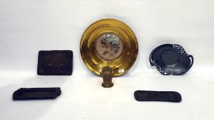 Orivit Art Nouveau pewter dish, no.2456, an Eastern brass head and four other metal items (6)