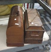 Two wooden cased sewing machines