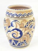 Poole pottery vase, shape no.429, design AX by Ruth Paveley, in shades of beige, cream and blue,