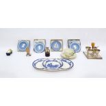 Royal Worcester model of a chaffinch, a Belleek cup and saucer of basket weave design and with