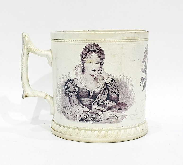 Early 19th century transfer-printed commomorative mug with portraits depicting William IV and