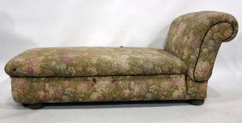 19th century foliate upholstered chaise longue on turned feet