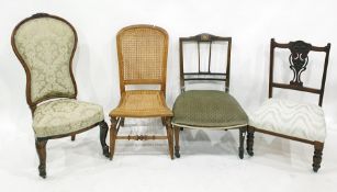 Four assorted chairs to include late Victorian spoon-back bedroom chair on cabriole legs to brown