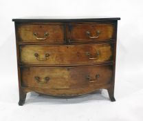 Mahogany bowfront chest of two short and two long drawers, with brass handles, 53cm x 92cm x 74cm