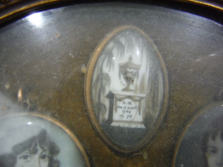 19th century oval framed set of three miniatures, - Image 3 of 8