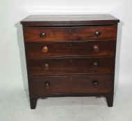 19th century mahogany chest of four long drawers, to bracket feet and a 19th century mahogany pot