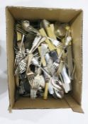 Large quantity of plated table flatware (1 box)