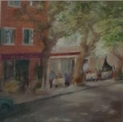 Elizabeth Freer Hill (20th century British) Two pastels  "Cafe Du Cours", signed lower right, 30cm