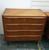 20th century teak chest of four drawers, 79.5cm x 79.5cm