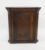 18th century oak single door wall hanging cabinet with fluted and canted pilasters, 72cm x 76cm