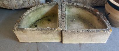 Pair antique stone troughs - 43 x 56 cms approx