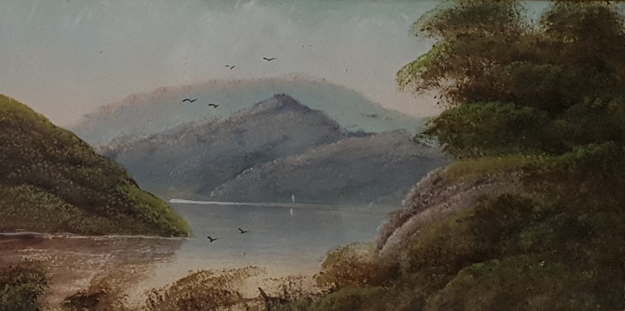 Late 19th/early 20th century British school  Watercolour and bodycolour Pair of lake scenes,