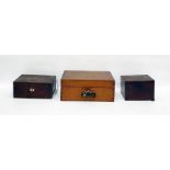 19th century mahogany tea caddy of plain rectangular form, a Victorian writing box and one other (3)