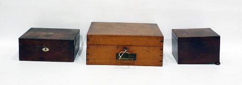 19th century mahogany tea caddy of plain rectangular form, a Victorian writing box and one other (3)