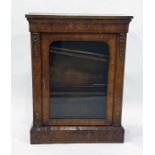 19th century walnut credenza with foliate inlaid motif to the frieze, above single glazed door