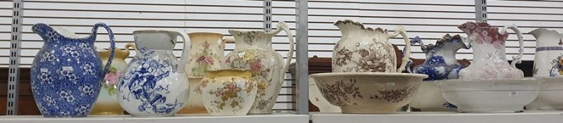 Various ewers, one matching basin , another ewer