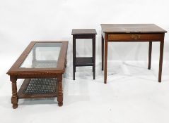 19th century mahogany side table with single drawer, a two-tier stand and a glass-topped coffee