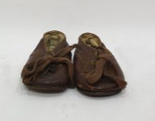 Pair child's early 20th century leather lace-up shoes labelled inside 'Superior Quality'