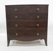 19th century mahogany bowfront chest of two short over three long drawers, 106.5cm x 107cm
