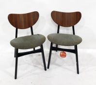 Set of four G-Plan dining chairs with shaped teak backs, oval seats, black stained legs (4)