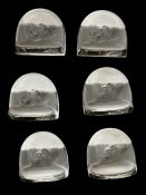 Set of six Lalique 'Pinsons' clear and opaque glas