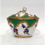 Porcelain sucriere and cover with floral decoratio