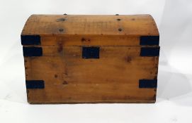 Pine dome-top trunk with iron handles and bindings