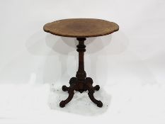 19th century burr walnut shaped centre table with satinwood inlay decoration to the top, applied