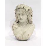 Victorian Copeland Parianware bust of Ophelia, modelled on a design by R C Marshall, with printed