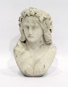 Victorian Copeland Parianware bust of Ophelia, modelled on a design by R C Marshall, with printed