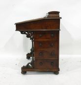 19th century walnut and banded Davenport desk, 56.5cm x 82.5cm