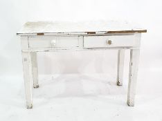 White painted two-drawer side table, 119cm x 82.5cm
