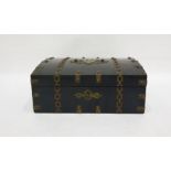 Victorian ebonised sewing box of domed rectangular