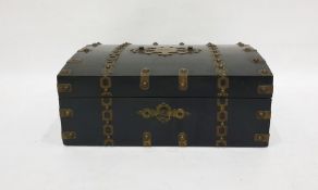 Victorian ebonised sewing box of domed rectangular