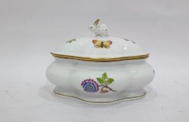 Herend of Hungary handpainted tureen, the finial as a hare, marked 'Herend 6055 1EA H92' to base