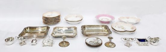 Quantity of silver plated condiments, plated entre